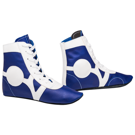 Купить Обувь для самбо SM-0102, кожа, синий Rusco в Медвежьегорске 