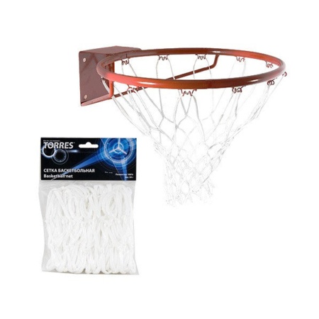 Купить Сетка баскетбольная Torres, нить 4 мм, белая в Медвежьегорске 