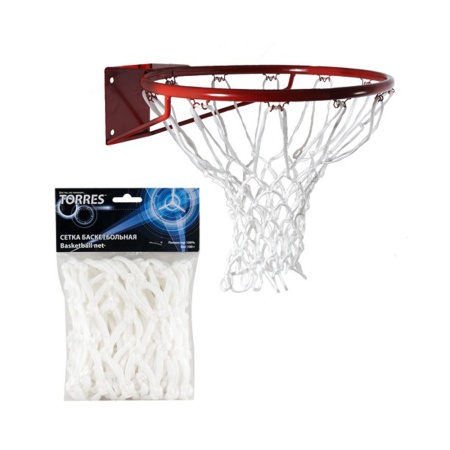Купить Сетка баскетбольная Torres, нить 6 мм, белая в Медвежьегорске 